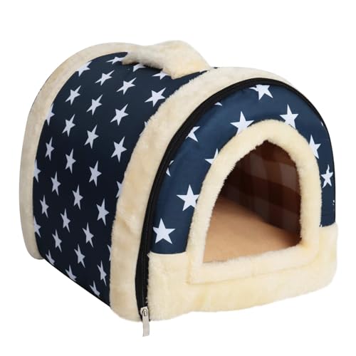 CALLOVE Hundebett Hundehütte, Weiche Katzenhöhle Katzenhaus Haustier Bett Warm Schlafsack mit Abnehmbar Kissen für Hunde Katzen Hasen von CALLOVE