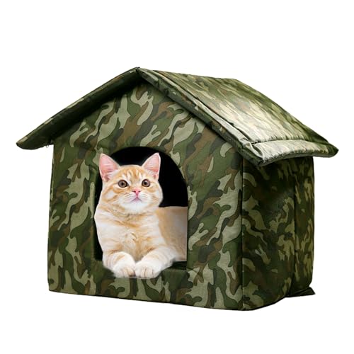 Katzenhaus Für Draußen 41×41×33 cm Winterfest Katzenhöhle Wasserdicht Faltbares Tierheim Outdoor Hundehöhle Wetterfestes Haustierhaus Im Freien Kleine Hundenest Warm Tierheim Für Streuner Haustiere von CAMEIRGOU