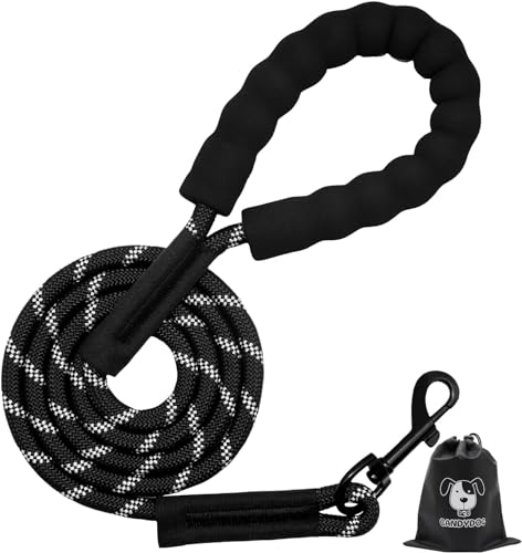 CANDYDOG Hundeleine 1.5m, Seil mit Gepolstertem Griff, Geeignet für Kleine bis Große Hunde, Schwarz - Klassische Hundeleinen Leinen und Dressurleinen von CANDYDOG