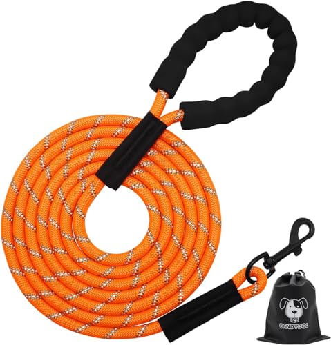 CANDYDOG Hundeleine 3m, Seil mit Gepolstertem Griff, Geeignet für Kleine bis Große Hunde, Orange - Klassische Hundeleinen Leinen und Dressurleinen von CANDYDOG