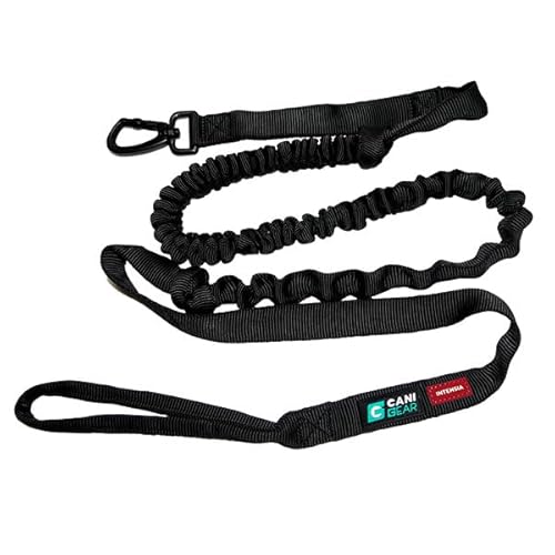 CANI C GEAR, Traction Lanyard, INTENSIA-Modell, Farbe Schwarz, Griff zum Halten im Modus mit Langer Leine, Haltegriff im Modus mit kurzer Leine, 1,9 m von CANI C GEAR