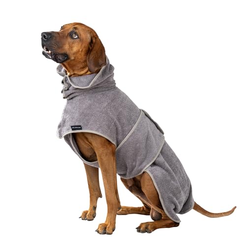 CANICOAT® Hundebademantel Lavari mit Handtuch, 100% Baumwolle, Oeko-TEX® Zertifiziert (Größe:2, Hellgrau) von CANICOAT