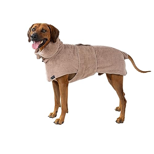 CANICOAT® Hundebademantel Lavari mit Handtuch, 100% Baumwolle, Oeko-TEX® Zertifiziert (Größe:6, Beige) von CANICOAT