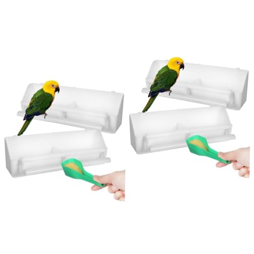 CANIGHT 2 Sets Käfigfutterbox Vogelfutterlöffel Vogelkäfig Wasserspender Vogelkäfige Vogelfutterspender Vogelkäfigzubehör Haustier Vogelfutterspender Vogelfutterspender Für Käfig von CANIGHT