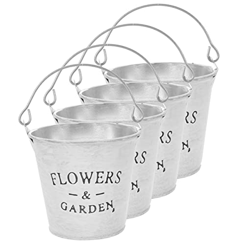 CANIGHT 4er Set Vintage Blumenbucket Rustikaler Pflanztopf Für Dekoration Weißer Blumentopf Für Garten Und Wohnraum Ideal Für Sukkulenten Und Grünpflanzen von CANIGHT