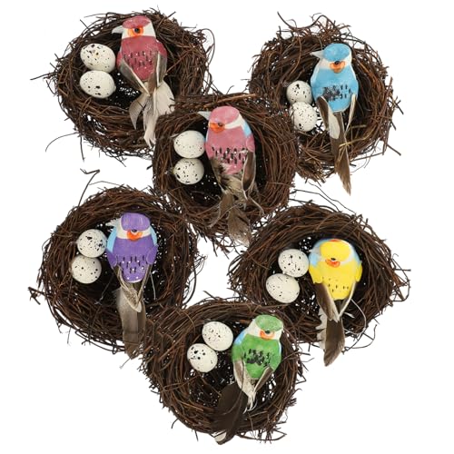 CANIGHT Künstliche Nest Ornamente Dekorative Vögel Nest Handwerk 6 stücke Set Rattan Nest Garten Decor Vögel Nest Ei von CANIGHT