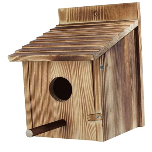 CANIGHT Garten Holz Vogelhaus Wetterfestes Holz Vogelhäuschen Hängevogel Brutnest Für Gartenvögel Handgefertigt Ideal Zur Nistplatzgestaltung Und Vogelbeobachtung Im Garten von CANIGHT