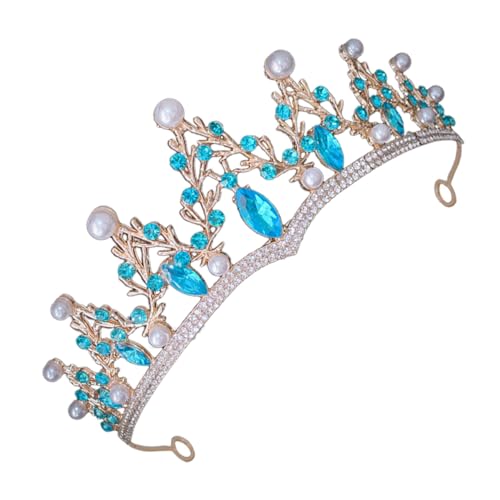 CANIGHT Krone Geburtstagsaccessoires für Frauen Haarschmuck für die Hochzeit Tiara Hochzeitsaccessoire Hochzeit Diadem Haarschmuck für die Braut Diademe für Frauen Strasssteine Sky-Blue von CANIGHT