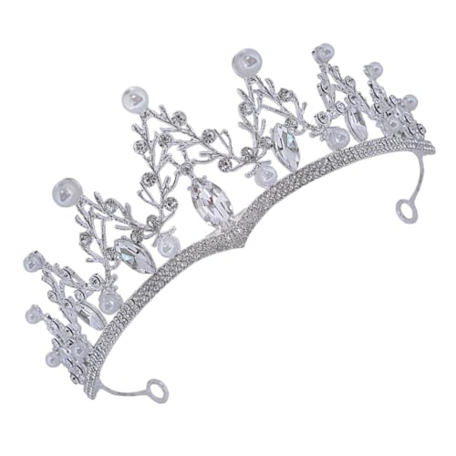 CANIGHT Krone Hochzeitsaccessoires Zubehör brautgeschenk Braut-Diademe Geburtstagsaccessoires für Frauen Tiara Diademe für Frauen Hochzeitskopfschmuck für die Braut Kunstperlen Silver von CANIGHT