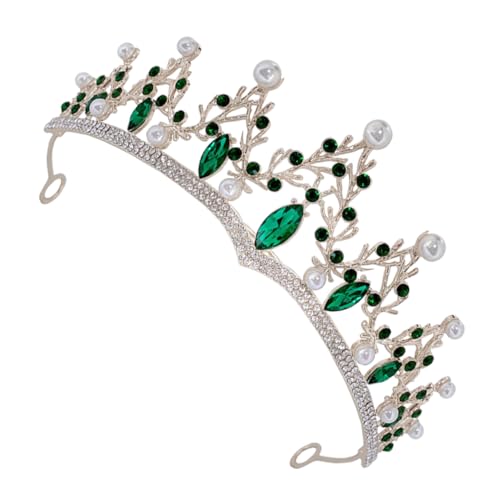 CANIGHT Krone Hochzeitsdiademe Für Die Braut Haarschmuck Für Die Braut Tiara Haarschmuck Für Die Hochzeit Diademe Für Frauen Braut-diademe Cosplay-zubehör Green Strasssteine von CANIGHT