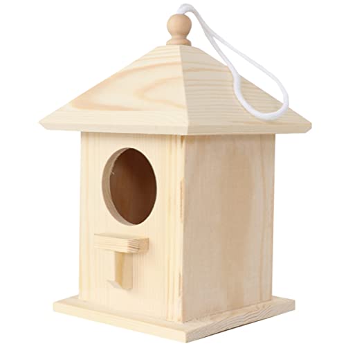 CANIGHT Vogelhaus Für Kleine Vögel Dekoratives Hängendes Vogelhaus Ideal Für Garten Oder Balkon Wetterfest Und Robust Perfekte Nistbox Für Wildvögel Natürliche Holzoptik von CANIGHT