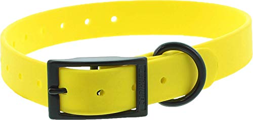 CANIHUNT CTech Hundehalsband, doppelte Schnalle – 6 Farben – 2 Breiten, 3,8 mm dick, Material aus PVC, französische Marke (2,5 x 0,4 x 60 cm, Gelb) von CANIHUNT