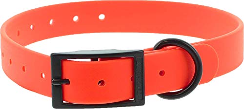 CANIHUNT CTech Hundehalsband, doppelte Schnalle – 6 Farben – 2 Breiten, 3,8 mm dick, Material aus PVC, französische Marke (2,5 x 0,4 x 60 cm, Orange) von CANIHUNT