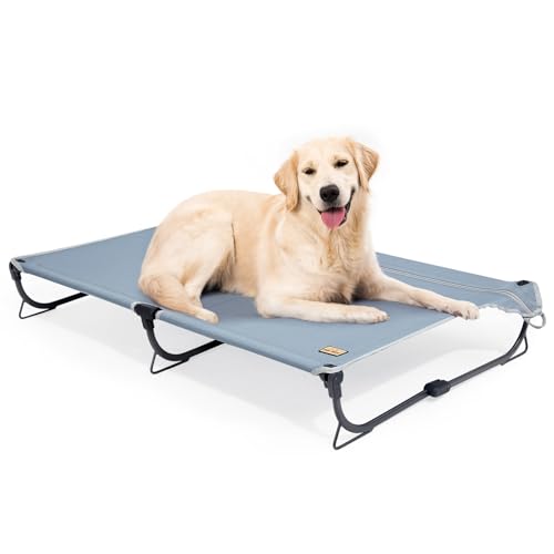 CANINE CANYON Daisy Cot, großes, faltbares erhöhtes Hundebett, tragbar, erhöhtes Hundebett, für den Außenbereich, kühlend, kaufest, wasserdicht, strapazierfähig bis zu 72,6 kg, für Camping/Zuhause, von CANINE CANYON