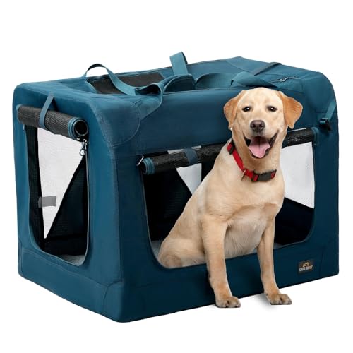 CANINE CANYON Zusammenklappbare weiche Hundebox, 3 Türen, tragbare Reisebox für große Hunde, weiche Seiten, Hundehütte mit kaufesten Netzfenstern, 91,4 cm von CANINE CANYON