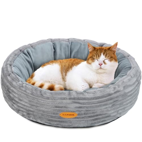 Katzenbett, Katzenbett für Indoor-Katzen, 50,8 cm, Donut-Katzenbett für Katzen und kleine Hunde, waschbares, rundes Haustierbett, für den Innenbereich von CANMIL