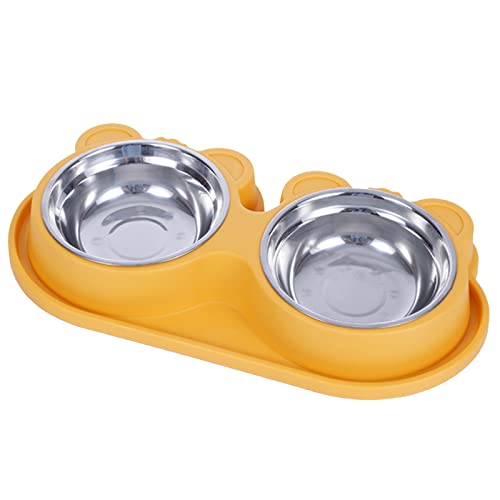 CANNXI Futternapf, Wasserspender für Hunde, Wasserspender für Haustiere, für schönen Bär, Kopfform, 4 Farben, 2-in-1, Futterspender für Hunde, Edelstahl von CANNXI