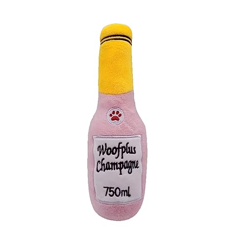 CANNXI Hund Spielzeug, Hund Plüsch Spielzeug, Welpe Kau Spielzeug, Squeak Bier-Flasche Form für mittlere bis kleine Hunde Nette Plüsch-Geschenke für Hund (Rosa) von CANNXI