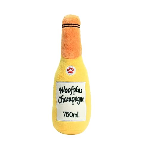 CANNXI Hund Spielzeug, Hund Plüsch Spielzeug, Welpe Kau Spielzeug, Squeak Bier-Flasche Form für mittlere bis kleine Hunde Nette Plüsch-Geschenke für Hund (gelb) von CANNXI