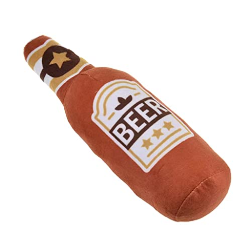 CANNXI Hund Spielzeug, Hund Plüsch Spielzeug, Welpe Kau Spielzeug, Squeak Bier-Flasche Form für mittlere bis kleine Hunde Nette Plüsch-Geschenke für Hund (orange) von CANNXI