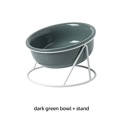 CAOJH Keramische Hund fütterung schüssel Katze pet pet Feder welpen Lebensmittel wasserbehälter lagerung wasserer zubehör Tier liefert (Color : Dark Green Stand, Size : 800ML Dog) von CAOJH