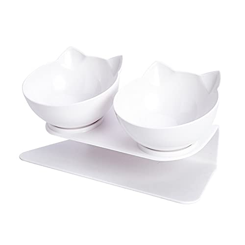 CAOJH rutschfeste doppelte Katze schüssel hundschüssel mit Stand Haustier fütterung Katze wasserschüssel for Katzen Food pet boods for Hunde fütterungsprodukt liefert (Color : Double White) von CAOJH