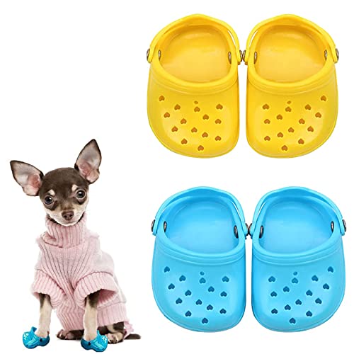 CAOJIN 4 Pcs Hundesandalen,Welpenschuhe,Haustier-Sandalen für Kleine Hunde,Schöne Haustierschuhe Zum Fotografieren,Haustier Dekorative Crocs für Kleine Katzen und Hunde von CAOJIN