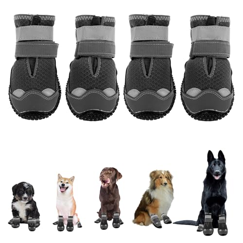 CAPASTEC 4 Stück Hundeschuhe, Reflektierende wasserdichte Hundeschuhe, Schwarz 4#, Breite 5cm von CAPASTEC