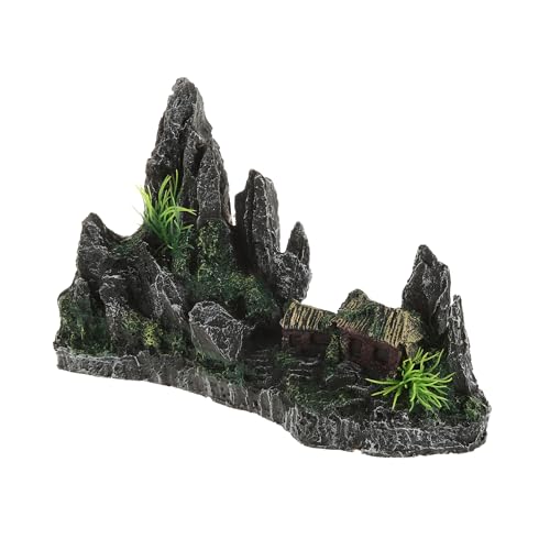 CAPASTEC Aquarium Mountain View Stein, Felsenhöhle, Landschaftsdekoration für Aquarien, 21 x 8 x 14 cm, Grau / Grün von CAPASTEC