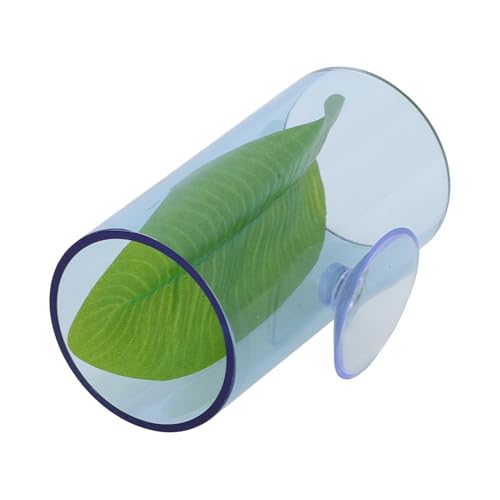 CAPASTEC Betta Fish Acryl Tube Tunnel, Hohle Betta Fischhöhle mit Betta Blatt und Saugnapf, Betta Fischhöhle Tunnel für Garnelen, Betta Fish Tank Dekoration, Blau, 1 Set von CAPASTEC