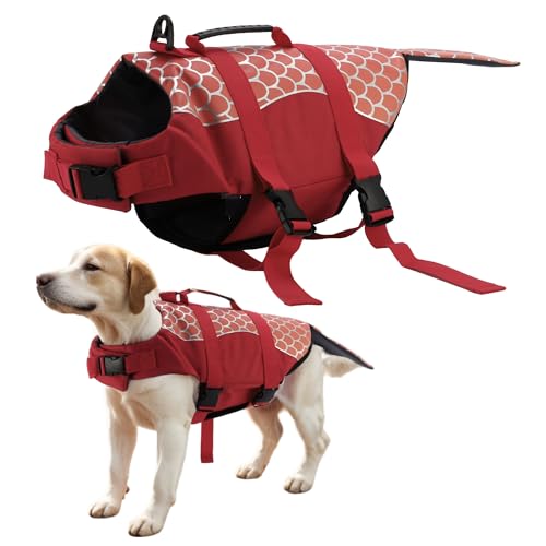 CAPASTEC Doglay Hundeschwimmwesten, Hundeschwimmweste zum Schwimmen und Bootfahren XL Rot von CAPASTEC