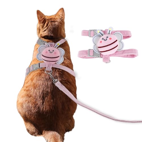 CAPASTEC Einfaches Kontroll-Hundegeschirr-Set, Katzen-Geschirr und Leinen-Set, Mittel, Pink. von CAPASTEC