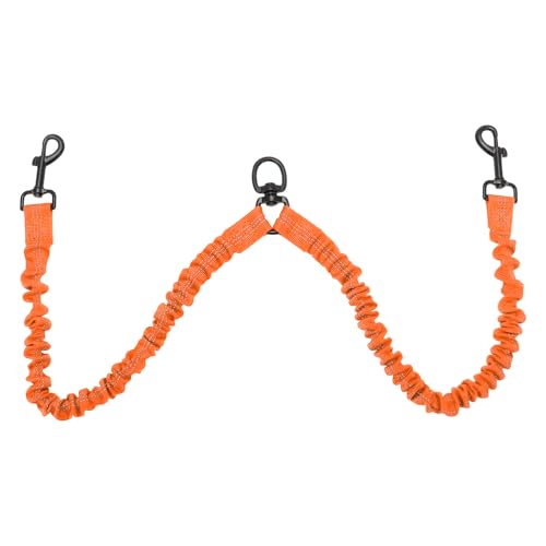 CAPASTEC Pet Doppel Hundeleine, Reflektierende Doppel Hundeleine für einfaches Gassi gehen mit 2 Hunden, 360° Schwenkbar Kein Verheddern Doppel Hundeleine, Orange von CAPASTEC