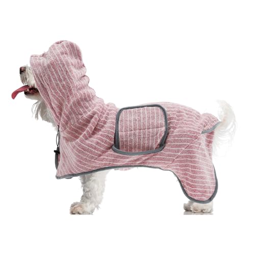 CAPASTEC Verstellbarer Hundebademantel, Weiches Schnell trocknendes Hundehandtuch, M, Pink von CAPASTEC