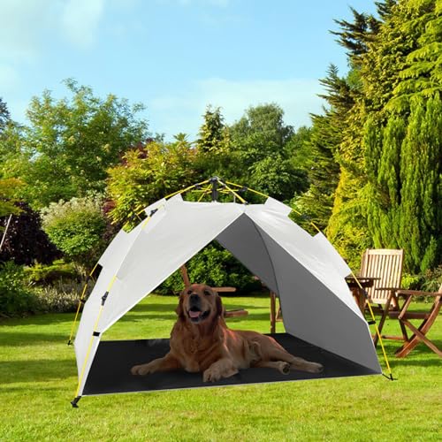 CAREDPETS Hundehimmel, Schatten, Unterschlupf, Zelt für kleine, mittelgroße und erhöhte Outdoor-Hundebetten, Außen-Hundehütte, Haustier-Sonnenschirm, schnelle Einrichtung und keine Montage von CAREDPETS