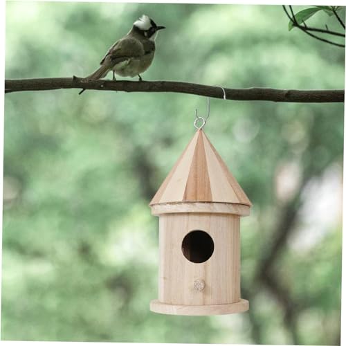 [Hngendes Vogelhaus aus Holz für den Auenbereich] Dekoratives rundes Lochdesign für Wildvgel – einzigartiger und charmanter Nistplatz für Zuhause mit rundem Eingang – fürrten und Hinterhfe-Rundes Loch von CARESHINE