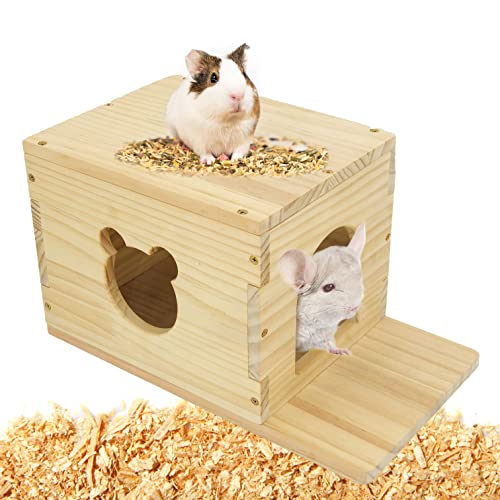 Haustier Chinchilla Haus mit Plattform, Meerschweinchenkäfig Holzhütte, Hasenhäuser und Verstecke mit Fenster, Kleintierversteck für Igel, Kätzchen, Eichhörnchen, Zuckergleiter, Kaninchen von CAREUPET