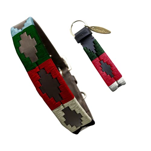 Carlos Diaz Echtes Leder gewachstes Premium-Polo-Hundehalsband mit Stickerei S Carlos Diaz Echtes Leder gewachstes Premium-Polo-Hundehalsband mit Stickerei S von CARLOS DIAZ