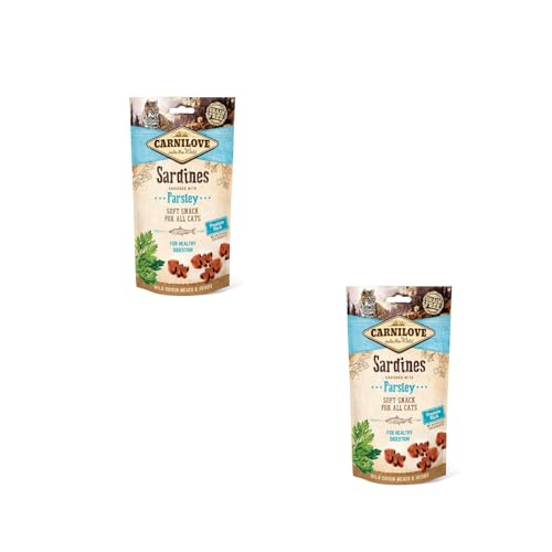 Carnilove Cat Soft Snack Sardines with Parsley | Doppelpack | 2 x 50 g | Leckerer Soft-Snack mit Sardinen | Geeignet für alle Katzen | Mit Fleisch von Wildtieren von CARNILOVE