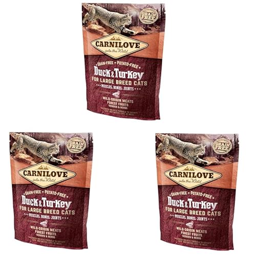 Carnilove Katze Adult Duck & Turkey | 3er Pack | 3 x 400 g | Alleinfuttermittel für ausgewachsene Katzen großer Rassen | Enthält hochwertige Proteine | Ohne Getreide von CARNILOVE