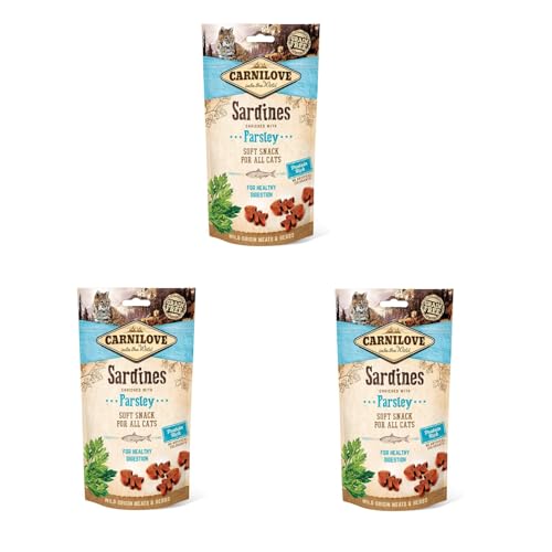 Carnilove Katze Soft Snack Sardines with Parsley | 3er Pack | 3 x 50 g | Leckerer Soft-Snack mit Sardinen | Geeignet für alle Katzen | Mit Fleisch von Wildtieren von CARNILOVE