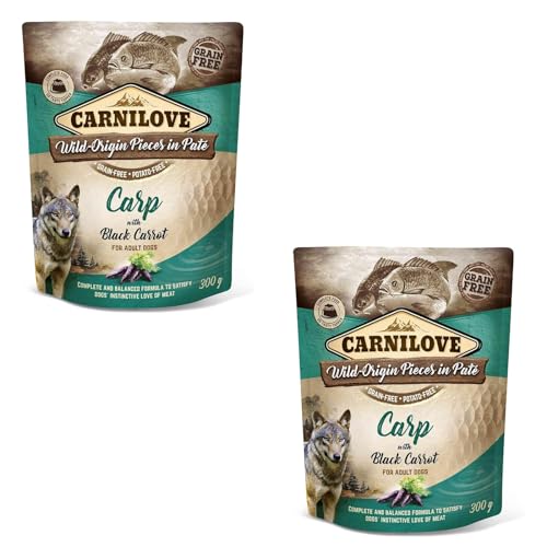 Carnilove Pouch Paté Carp with Black Carrot | Doppelpack | 2 x 300 g | Alleinfuttermittel für Hunde | Karpfen & Schwarze Karotte | Reich an Antioxidantien | Getreidefrei von CARNILOVE