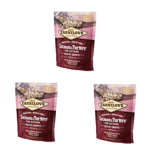 Carnilove Salmon & Turkey for Kittens | 3er Pack | 3 x 400 g | Alleinfuttermittel für Kätzchen | Getreidefreies Futter zur Unterstützung Einer gesunden Entwicklung des Skeletts von CARNILOVE