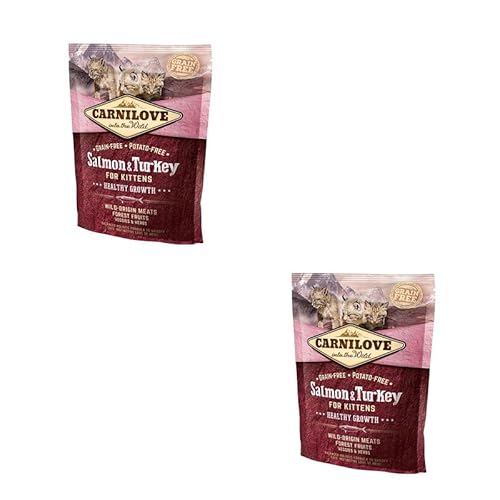 Carnilove Salmon & Turkey for Kittens | Doppelpack | 2 x 400 g | Alleinfuttermittel für Kätzchen | Getreidefreies Futter zur Unterstützung Einer gesunden Entwicklung des Skeletts von CARNILOVE