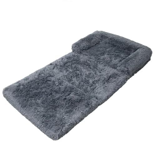 Plüsch-Katzenbett, selbstwärmendes Katzensofa für Hauskatzen, gemütliches Katzenbett, abnehmbar, waschbar, rutschfeste Unterseite, 3 Falten (Dunkelgrau, M) von CAROCC