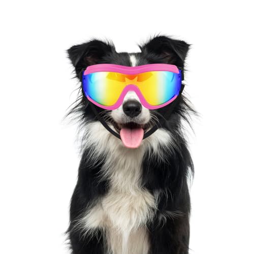 Hundebrille, Hundesonnenbrille mit verstellbaren Riemen für kleine, mittelgroße und große Rassen, Outdoor-Augenschutz, Reiten, Autofahren von CARPJZ