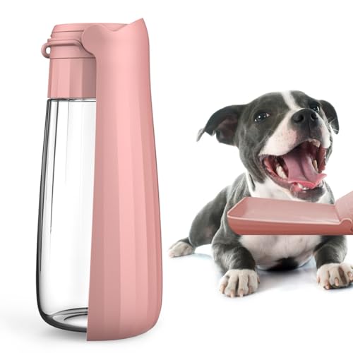 Wasserflasche für Hunde, auslaufsicher, faltbar, 540 ml, mit Trink-Futterstation, tragbar für Welpen, kleine, mittelgroße und große Hunde, Reisen, Spazierengehen, Outdoor-Wandern von CARPJZ