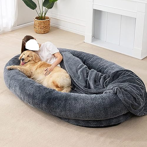 Hundebett für Menschen, Kurzfell, bequem und hautfreundlich, abnehmbar und leicht zu reinigen, geeignet für große Haustiere (Dark Gray 5XL) von CASEGO