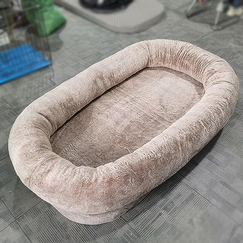 Hundebett für Menschen, Kurzfell, bequem und hautfreundlich, abnehmbar und leicht zu reinigen, geeignet für große Haustiere (Khaki 6XL) von CASEGO