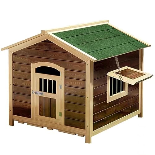 Hundehütte aus Holz mit Asphaltdach und Sonnenblende. Praktisch und stark wetterbeständig für den Innen- und Außenbereich (carbonized Color M) von CASEGO